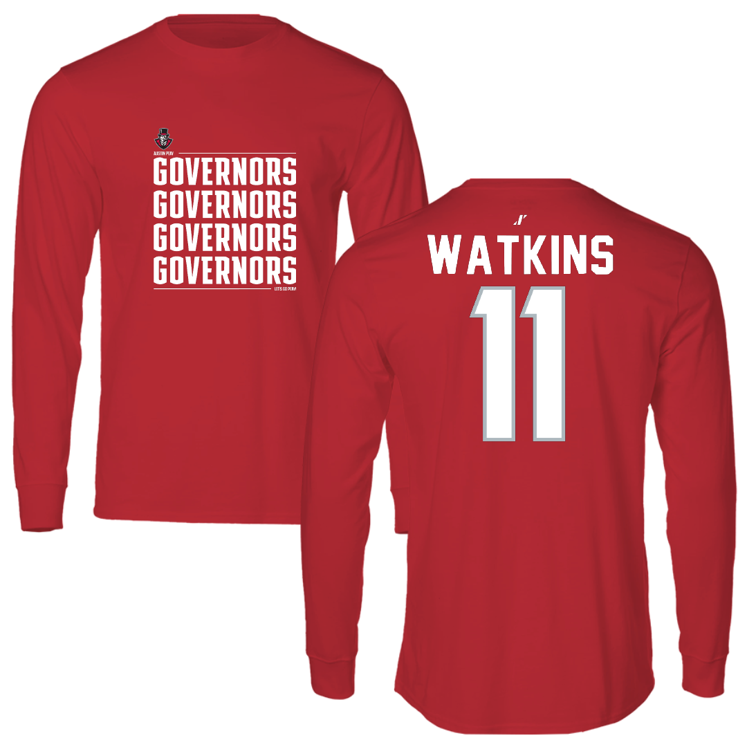 Austin Peay State University Football Red General Long Sleeve - #11 Ty Watkins