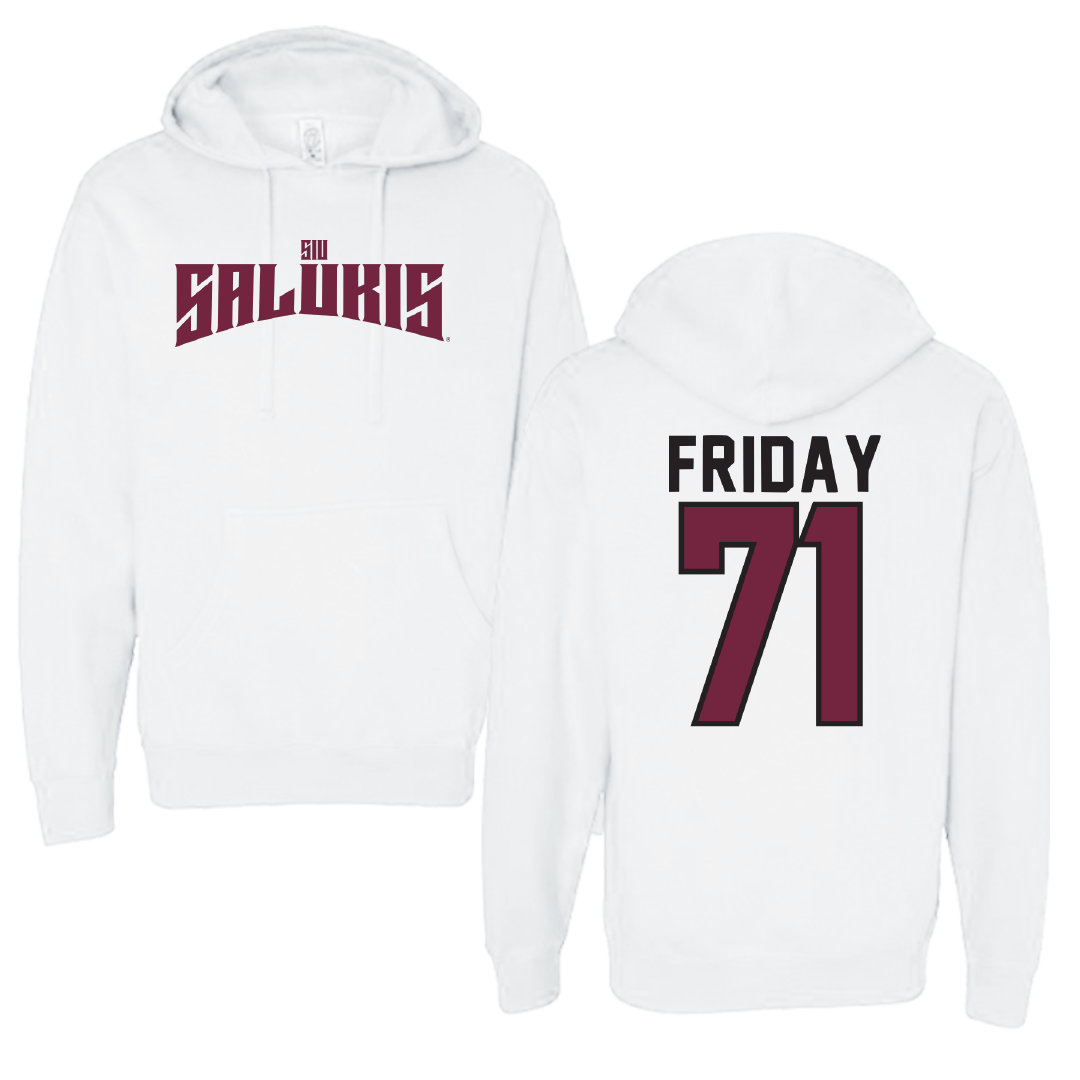 Southern Illinois University at Carbondale Football White Classic Hoodie - #71 Ostyn Friday