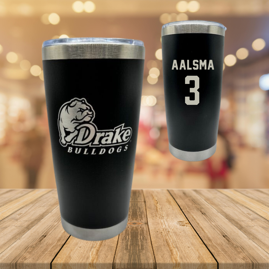 Drake University Basketball Black Stainless Steel Tumbler - #3 Abbie Aalsma