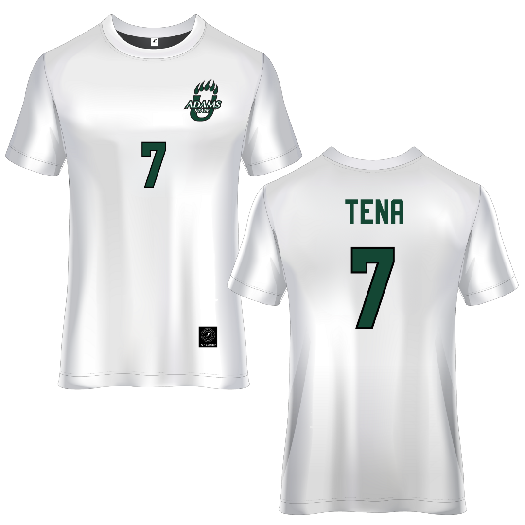 Adams State University White Soccer Jersey - #7 Colette Tena