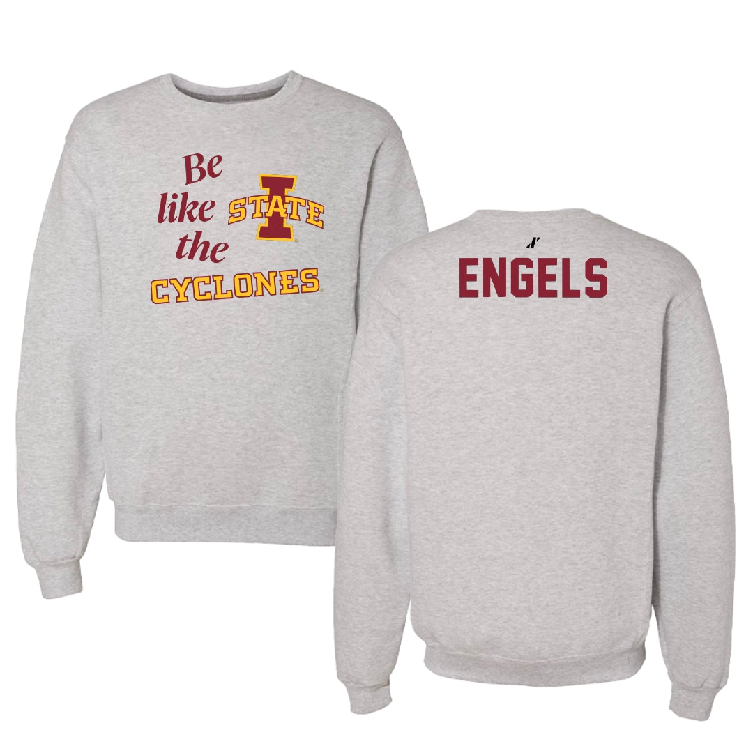 Iowa State University Gymnastics Light Gray Be Like Us Crewneck - Morgan Engels