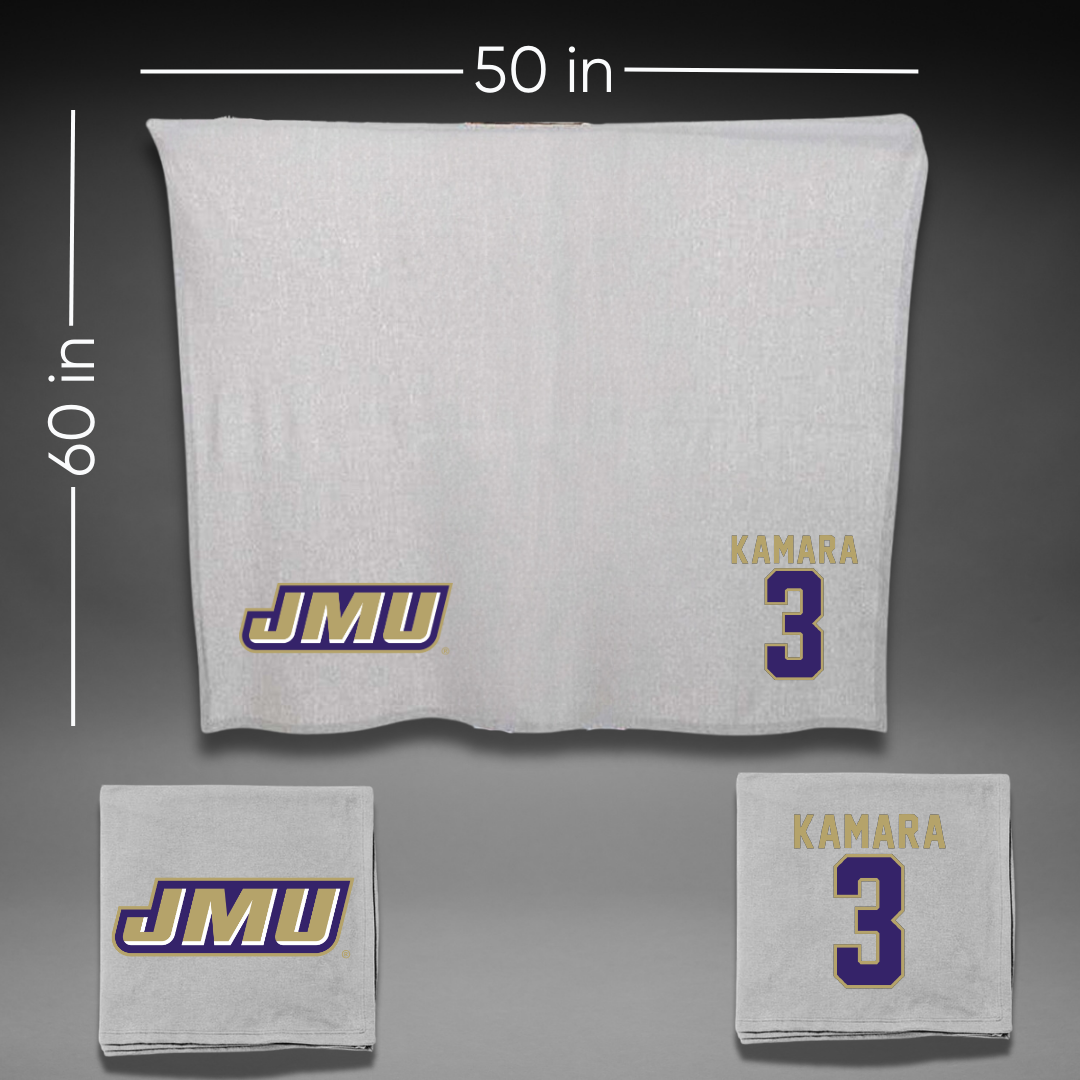 James Madison University Football Gray Blanket - #3 Mikail Kamara