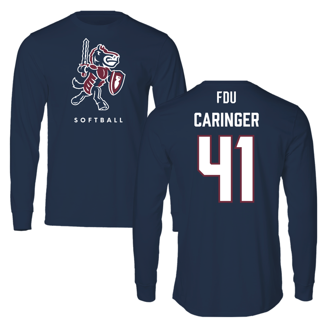 Fairleigh Dickinson University-Metropolitan Campus Softball Navy Performance Long Sleeve - #41 Finley Caringer