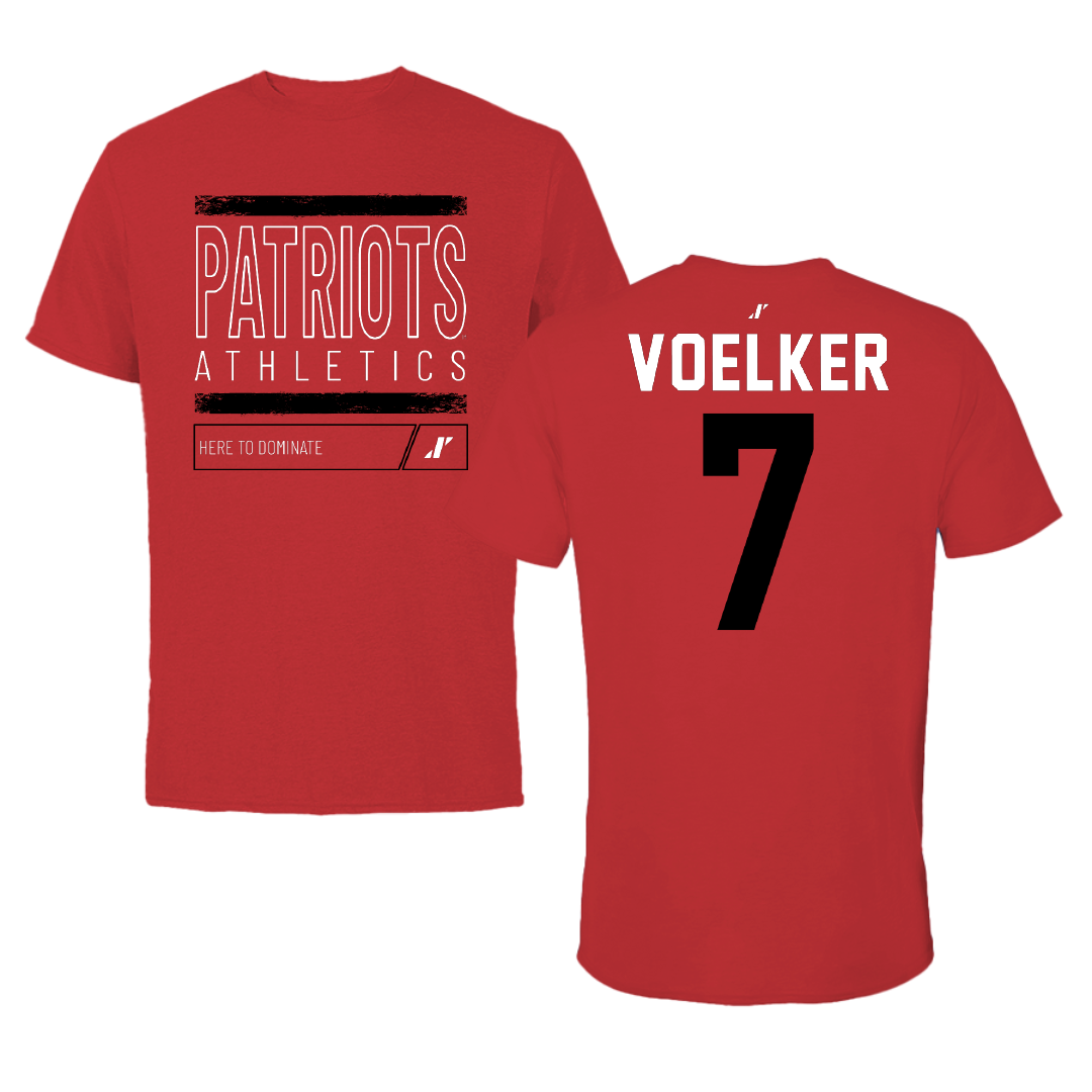 Dallas Baptist University Soccer Red Dominate Tee - #7 Peyton Voelker