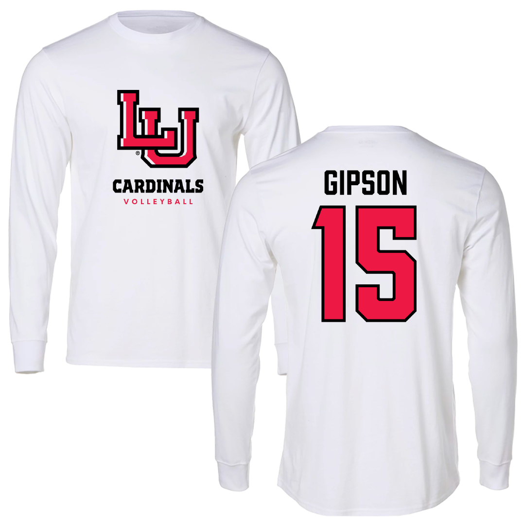 Lamar University Volleyball White Performance Long Sleeve - #15 Jordan Gipson