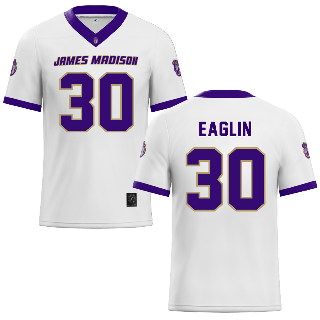 James Madison University White Football Jersey - #30 Justin Eaglin