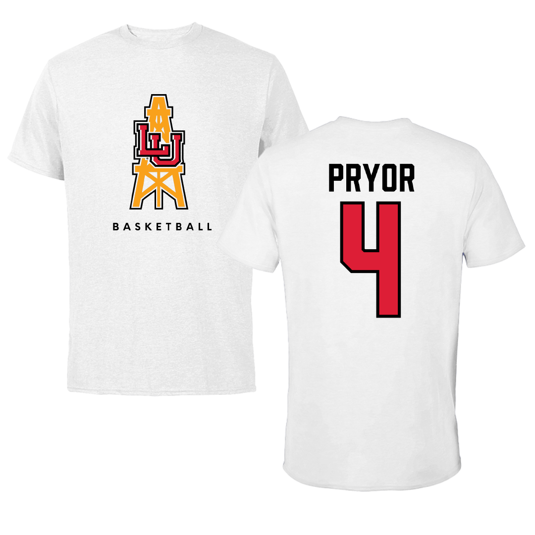 Lamar University Basketball White Performance Tee - #4 Chris Pryor
