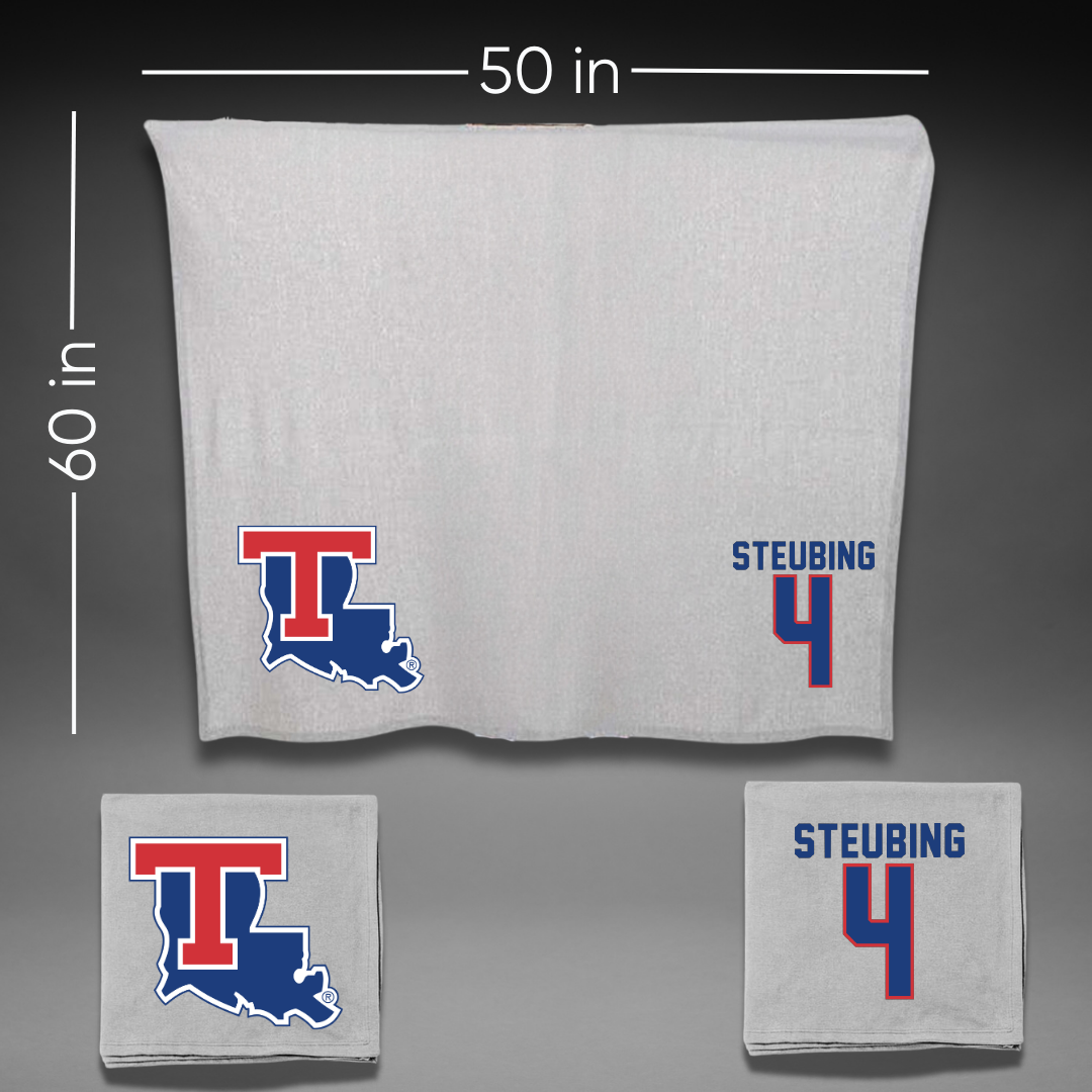 Louisiana Tech University Volleyball Gray Blanket - #4 Riley Steubing