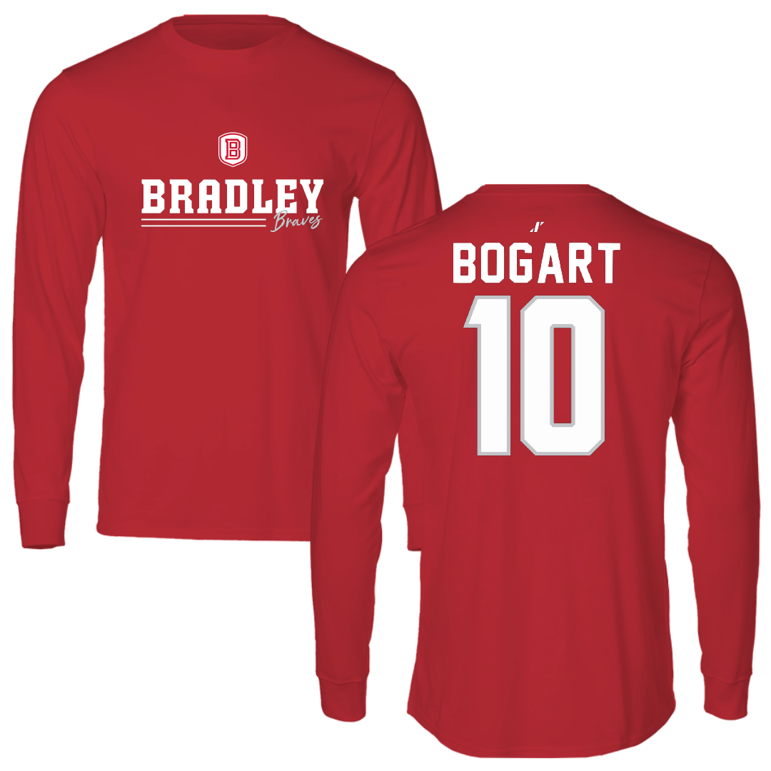 Bradley University Baseball Red General Performance Long Sleeve - #10 JD Bogart