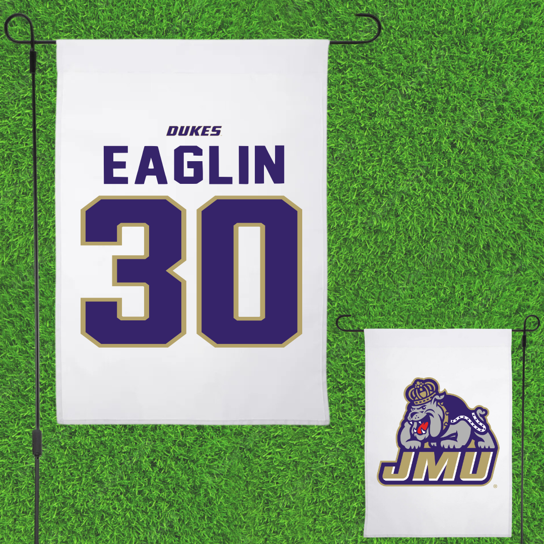 James Madison University Football White Garden Flag - #30 Justin Eaglin