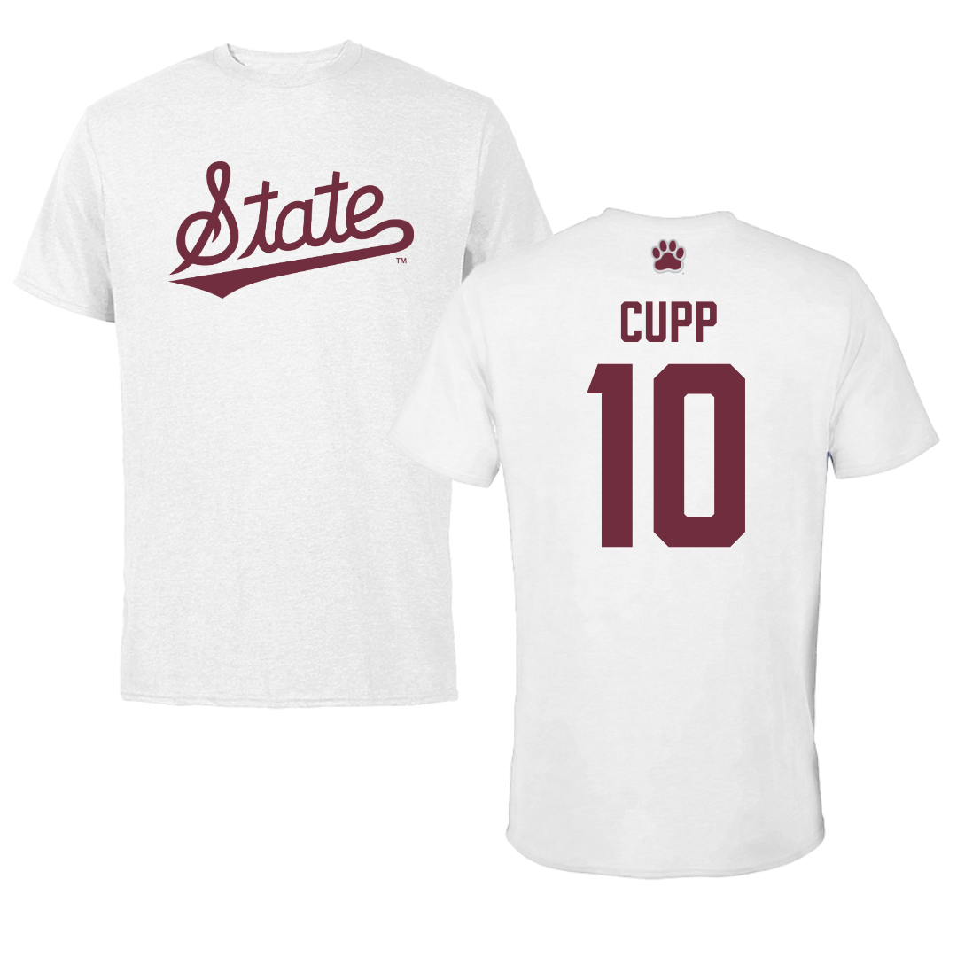 Mississippi State University Baseball White Baseball Performance Tee - #10 Dylan Cupp