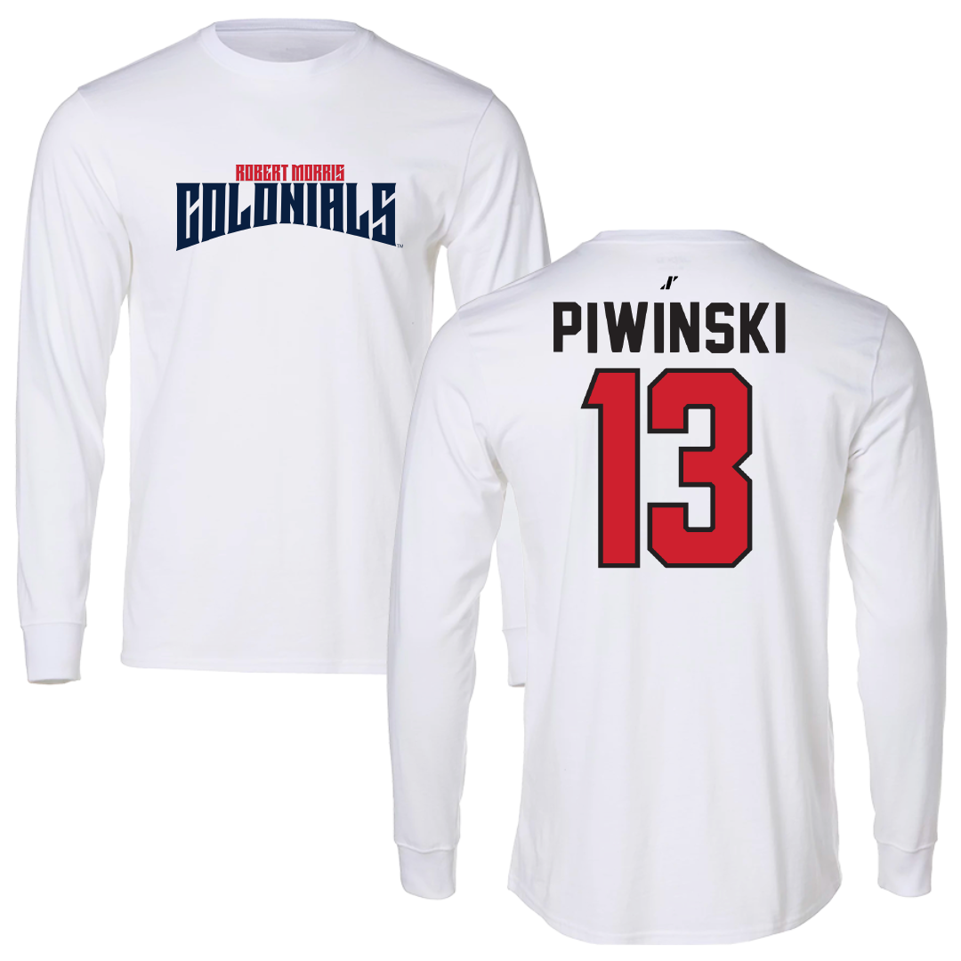 Robert Morris University Lacrosse White Classic Long Sleeve - #13 Parker Piwinski