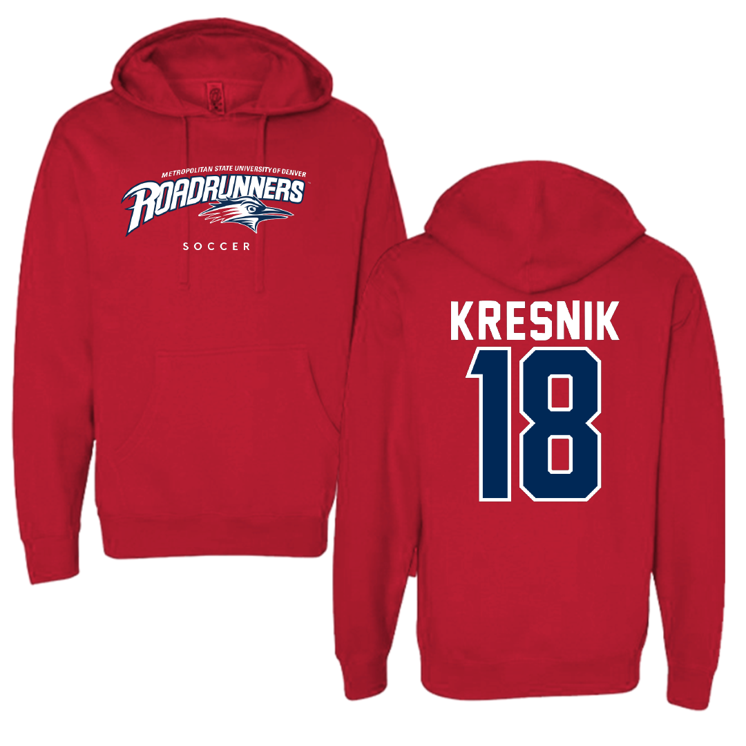 Metropolitan State University of Denver Soccer Red Hoodie - #18 Joseph Kresnik