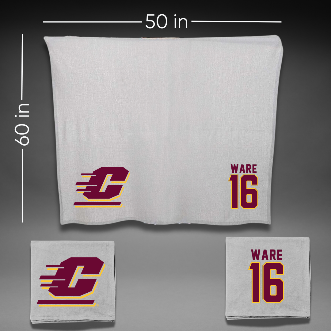 Central Michigan University Football Gray Blanket - #16 Kyren Ware