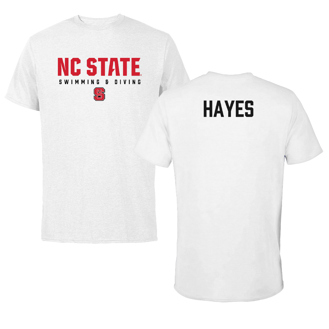 North Carolina State University Swimming & Diving White Tee - Aiden Hayes