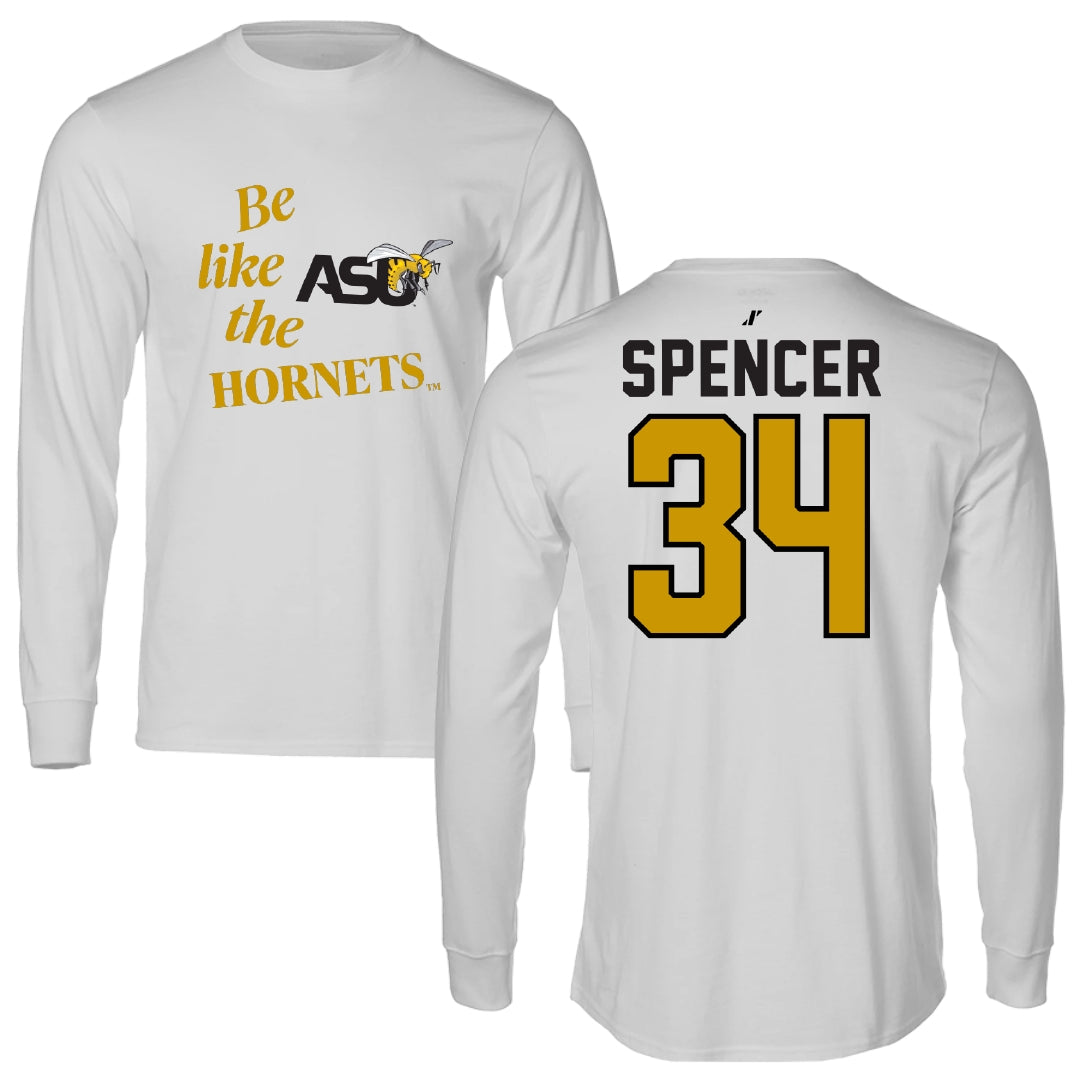 Alabama State University Football Light Gray Be Like Us Performance Long Sleeve - #34 Gabe Spencer