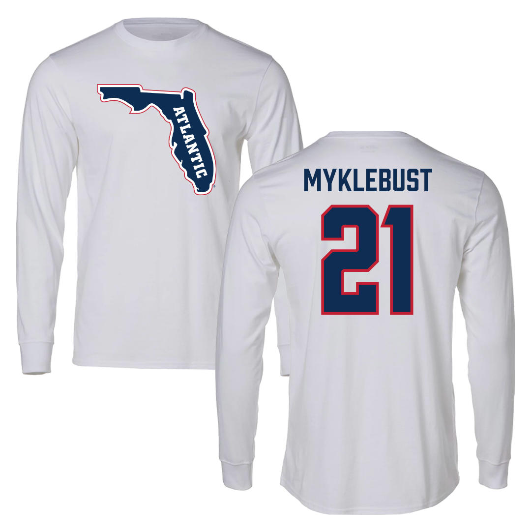 Florida Atlantic University Basketball White Long Sleeve - #21 Maria Myklebust