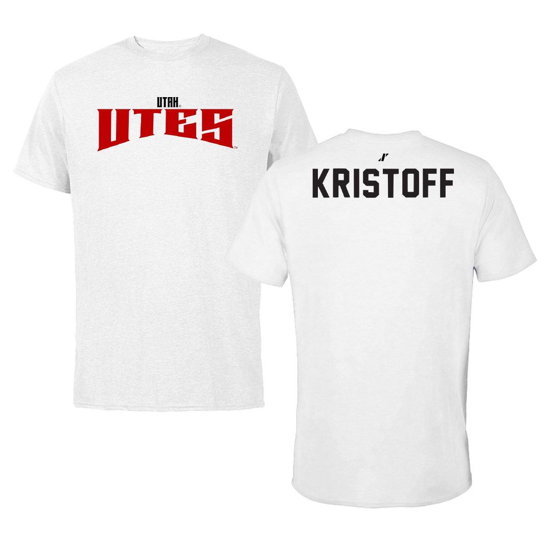 University of Utah Swimming & Diving White Classic Tee - Keaton Kristoff