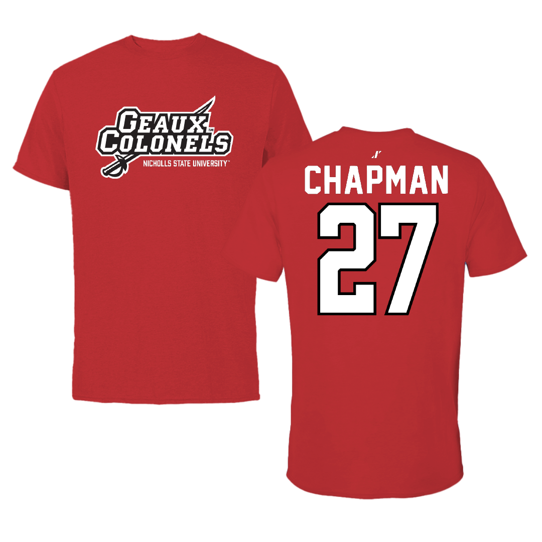 Nicholls State University Football Red General Tee - #27 Gil Chapman