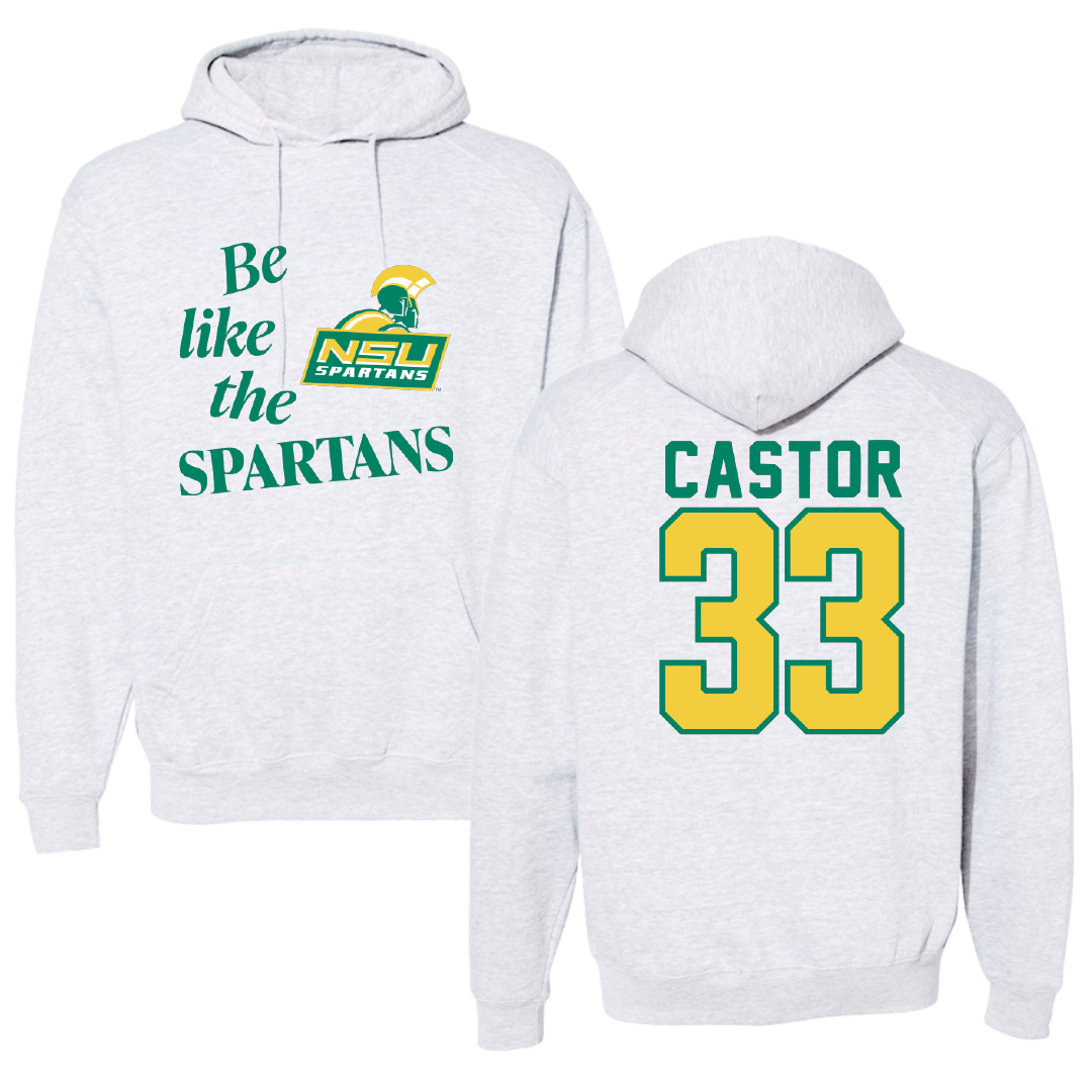 Norfolk State University Football Light Gray Be Like Us Hoodie - #33 Darren Castor