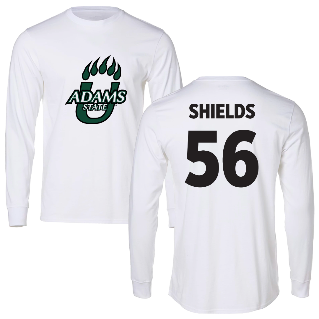 Adams State University Football White Performance Long Sleeve - #56 Aiden Shields