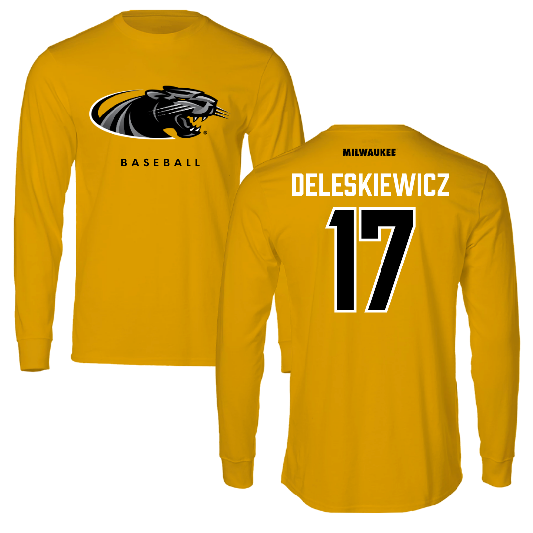 University of Wisconsin-Milwaukee Baseball Gold Performance Long Sleeve - #17 Tyler Deleskiewicz