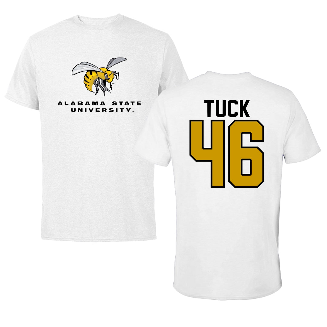 Alabama State University Football White Tee - #46 Harrison Tuck