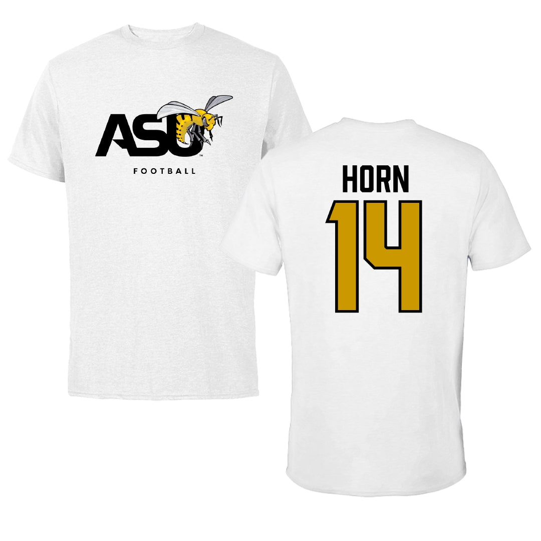 Alabama State University Football White ASU Tee - #14 Eric Horn