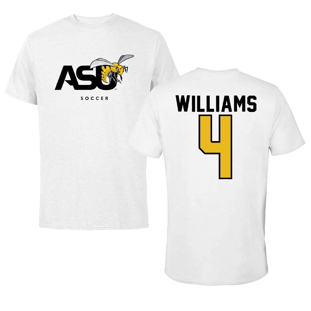 Alabama State University Soccer White ASU Performance Tee - #4 Tatyana Williams