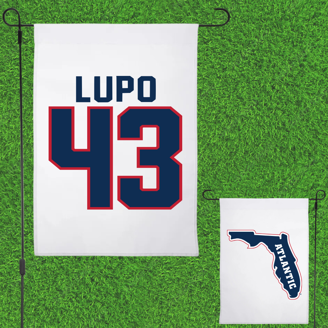 Florida Atlantic University Football White Garden Flag - #43 Logan Lupo