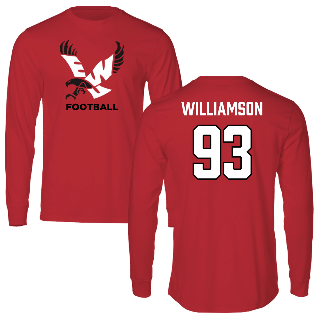 Eastern Washington University Football Red EWU Long Sleeve - #93 Ethan Williamson