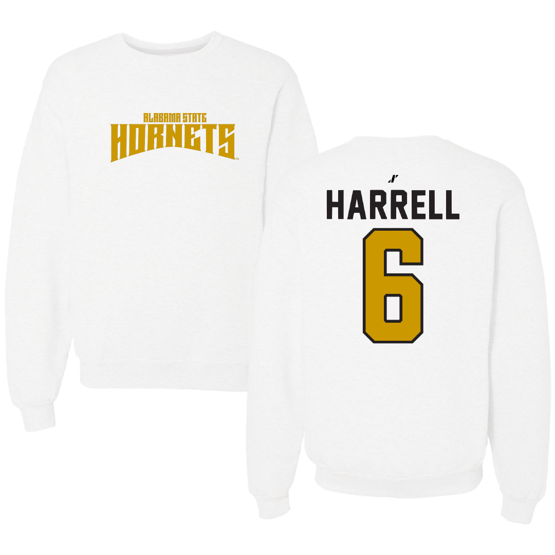 Alabama State University Football White Classic Crewneck - #6 Ajai Harrell