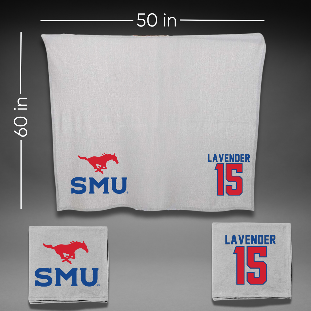 Southern Methodist University Football Gray Blanket - #15 Jaxson Lavender