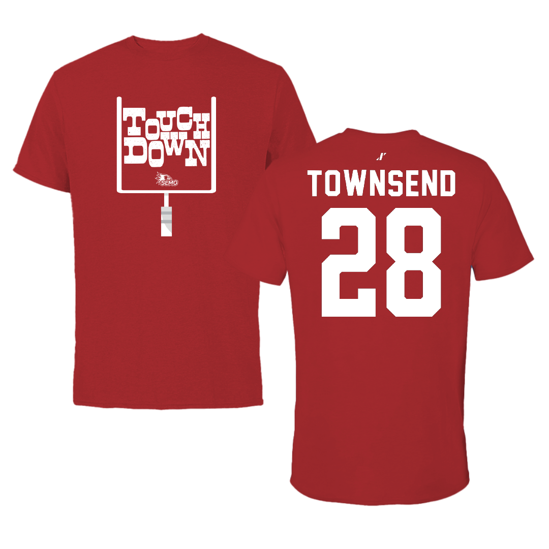 Southeast Missouri State University Football Canvas Red Touchdown Tee - #28 Amare Townsend