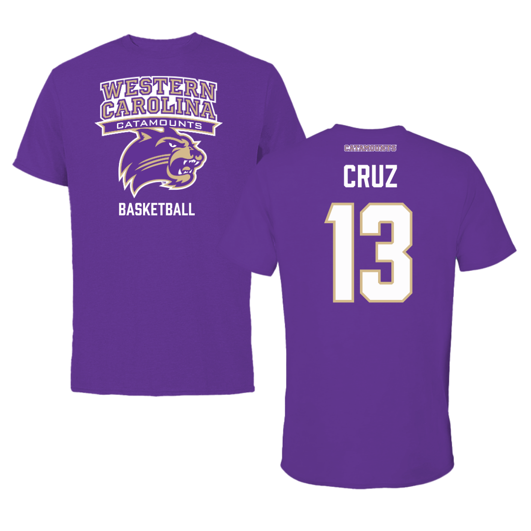 Western Carolina University Basketball Purple Tee - #13 Zanoria Cruz