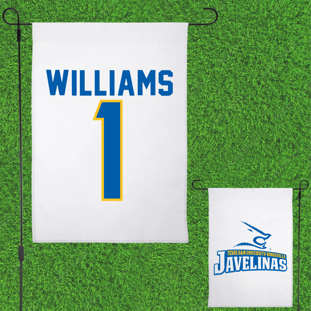 Texas A&M University-Kingsville Football White Garden Flag - #1 Kannon Williams