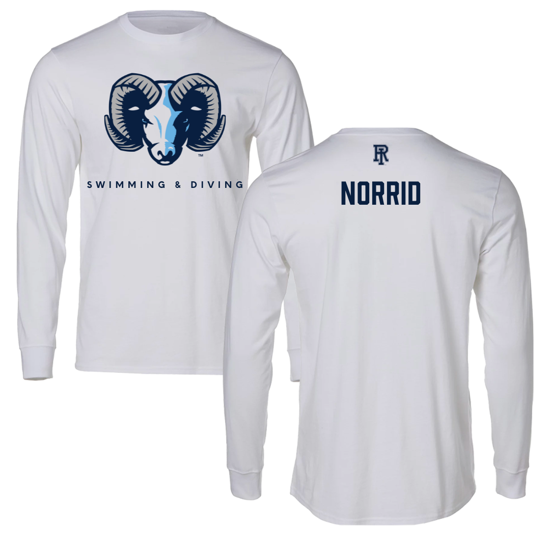 University of Rhode Island Swimming & Diving White Performance Long Sleeve - Logan Norrid
