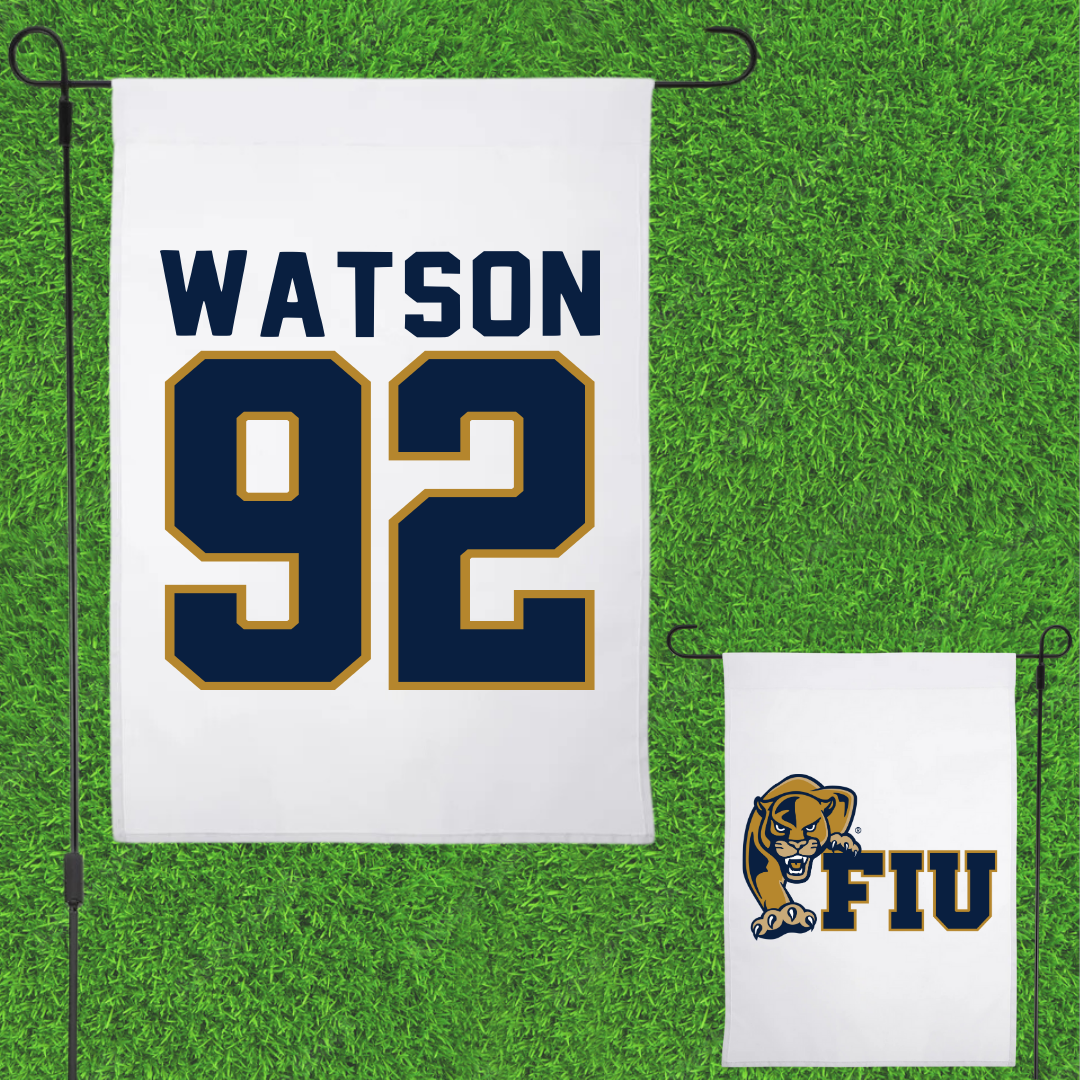 Florida International University Football White Garden Flag - #92 Nicholas Watson