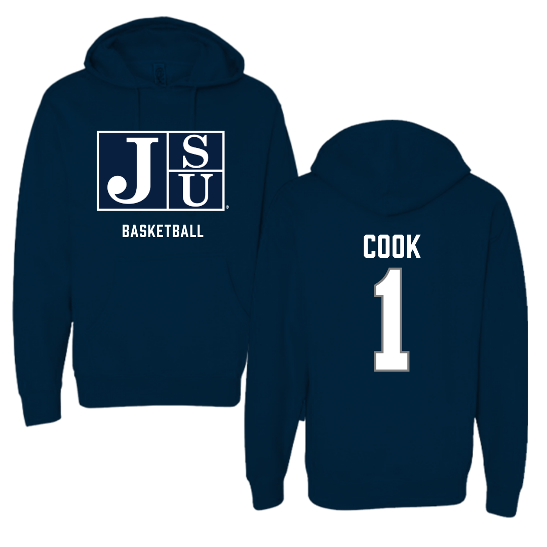 Jackson State University Basketball Navy Hoodie - #1 Zeke Cook