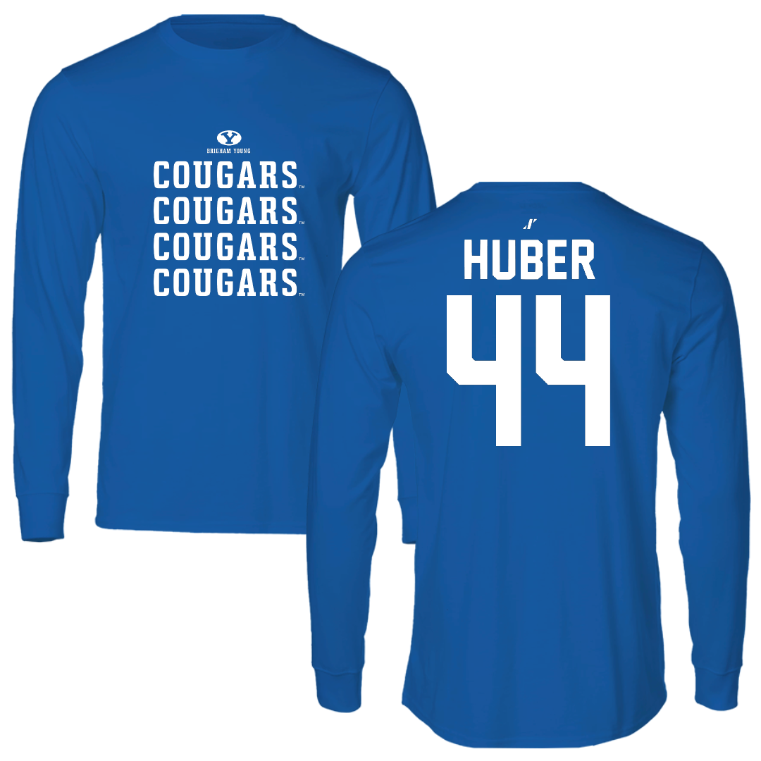 Brigham Young University Softball Blue General Performance Long Sleeve - #44 Hina Huber