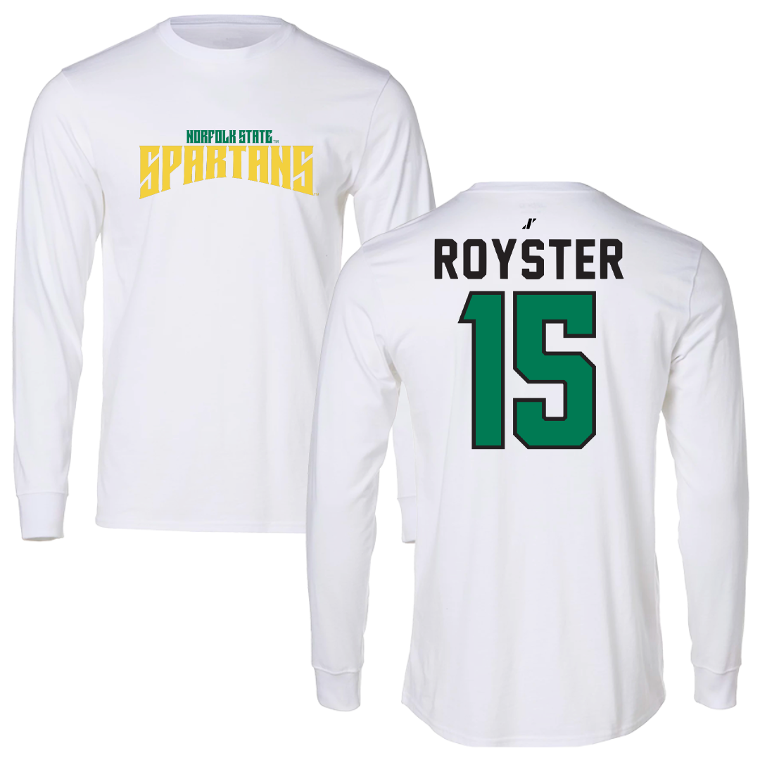 Norfolk State University Baseball White Classic Performance Long Sleeve - #15 Liam Royster