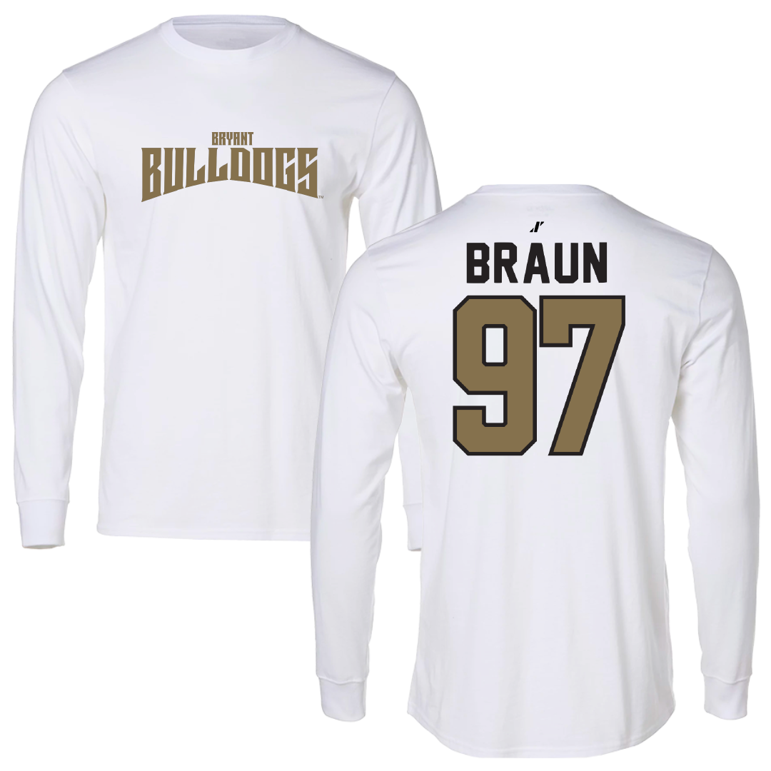 Bryant University Lacrosse White Classic Performance Long Sleeve - #97 Cole Braun