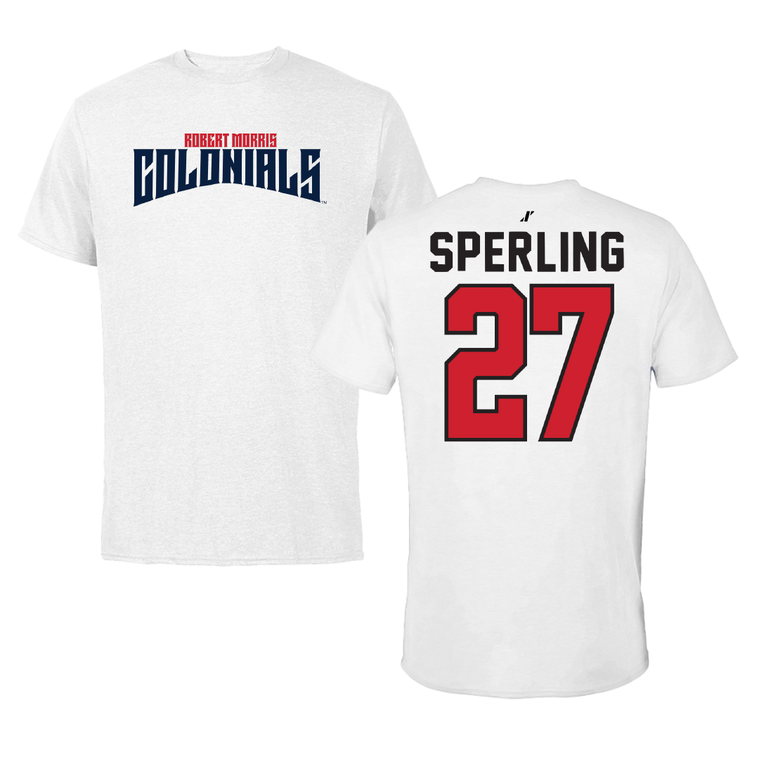 Robert Morris University Ice Hockey White Classic Performance Tee - #27 Chace Sperling
