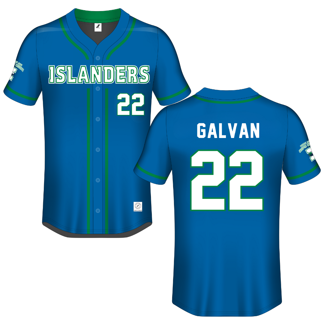 Texas A&M University-Corpus Christi Blue Button-Down Jersey - #22 Siarah Galvan