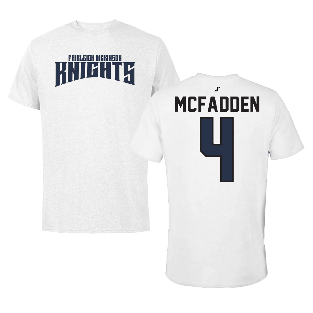 Fairleigh Dickinson University-Metropolitan Campus Volleyball White Classic Performance Tee - #4 Dylan McFadden