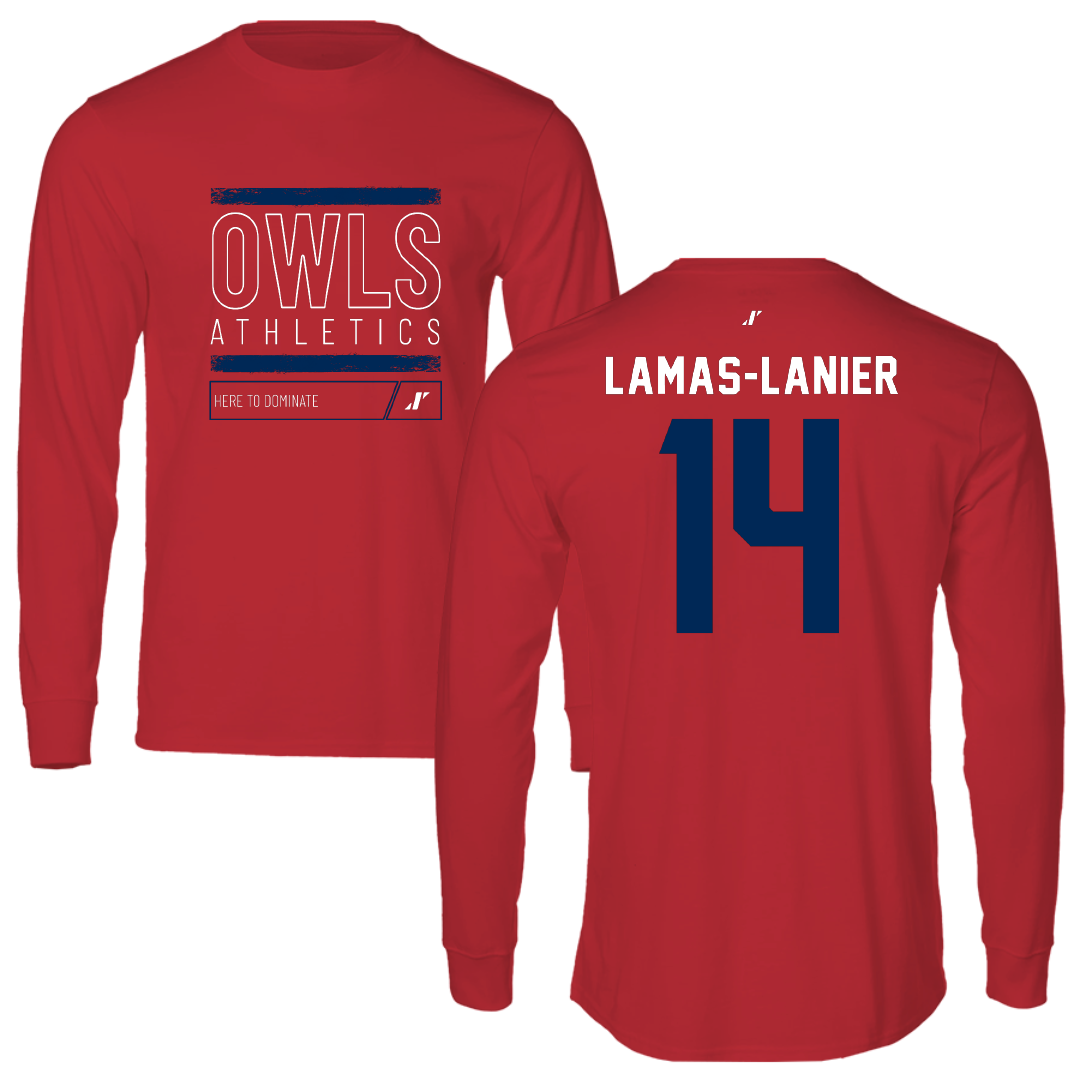 Florida Atlantic University Football Red Dominate Long Sleeve - #14 Courtney Lamas-Lanier