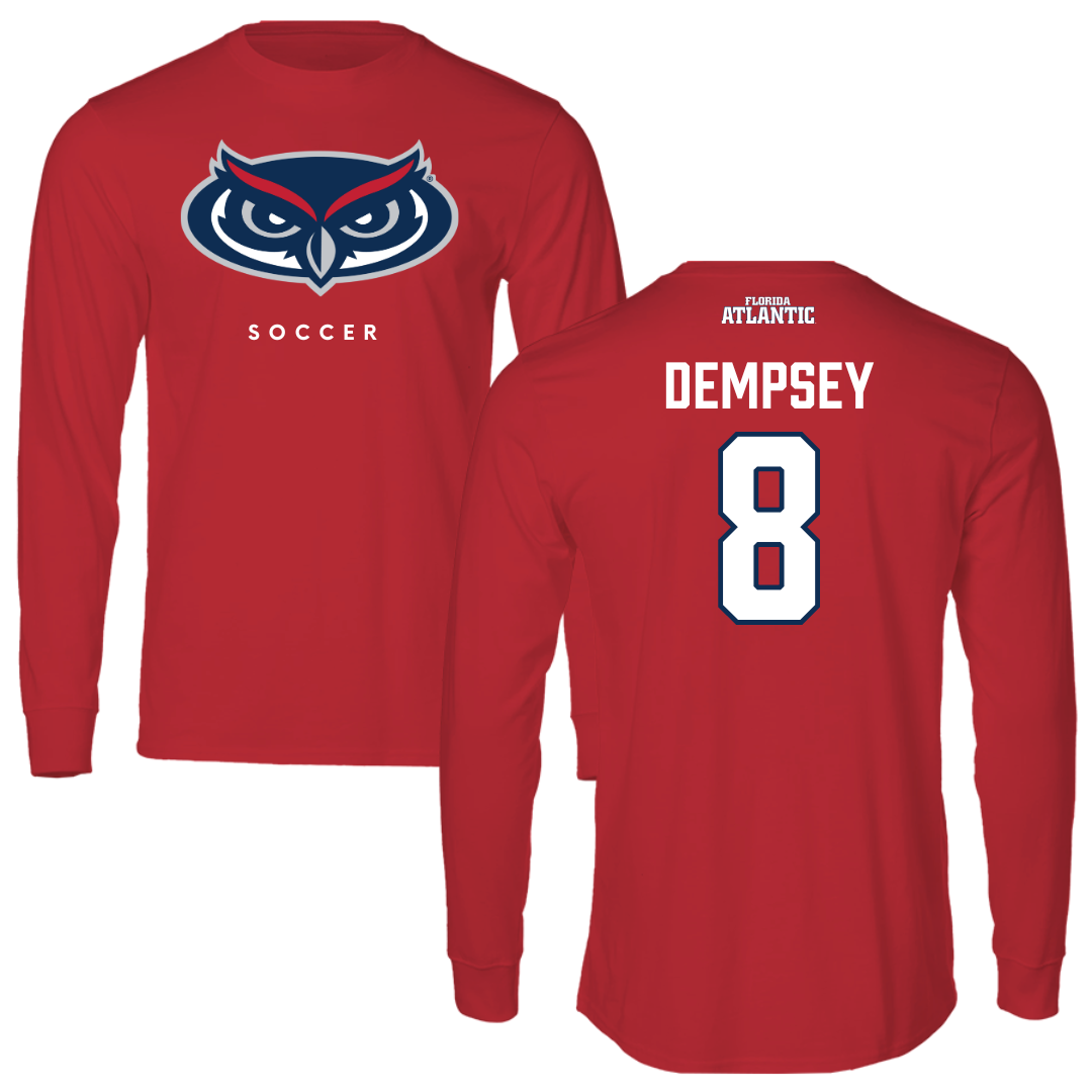 Florida Atlantic University Soccer Red Long Sleeve - #8 Drew Dempsey