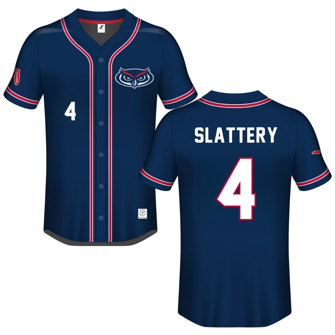 Florida Atlantic University Navy Button-Down Jersey - #4 Joseph Slattery