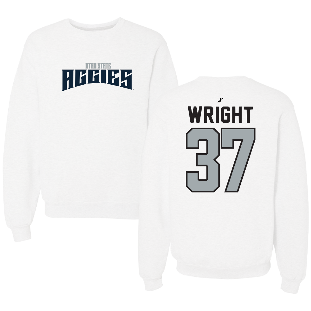 Utah State University Football White Classic Crewneck - #37 Jaeden Wright