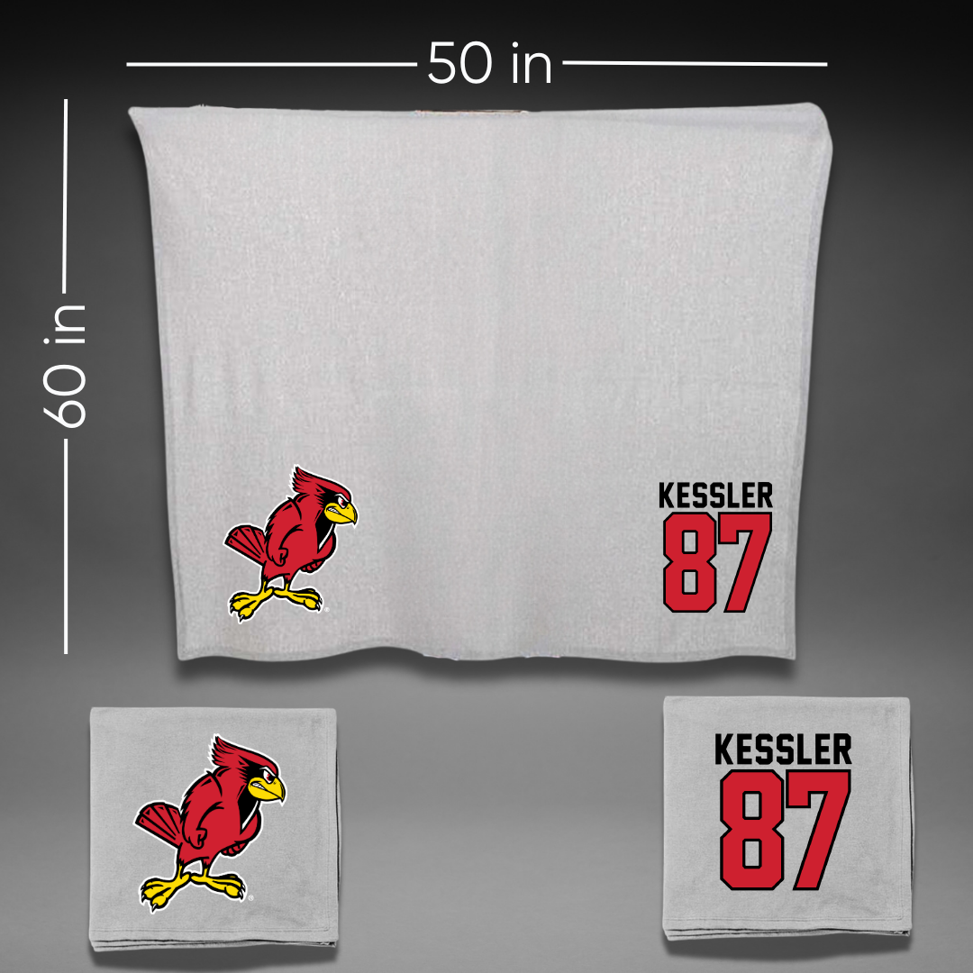 Illinois State University Football Gray Blanket - #87 Nick Kessler